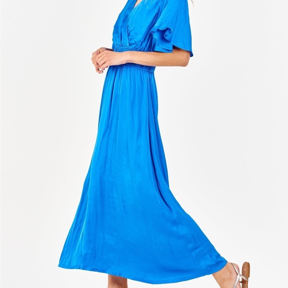 Dear John Sapphire Capri Blue Maxi Satin Dress - Picture 2 of 8